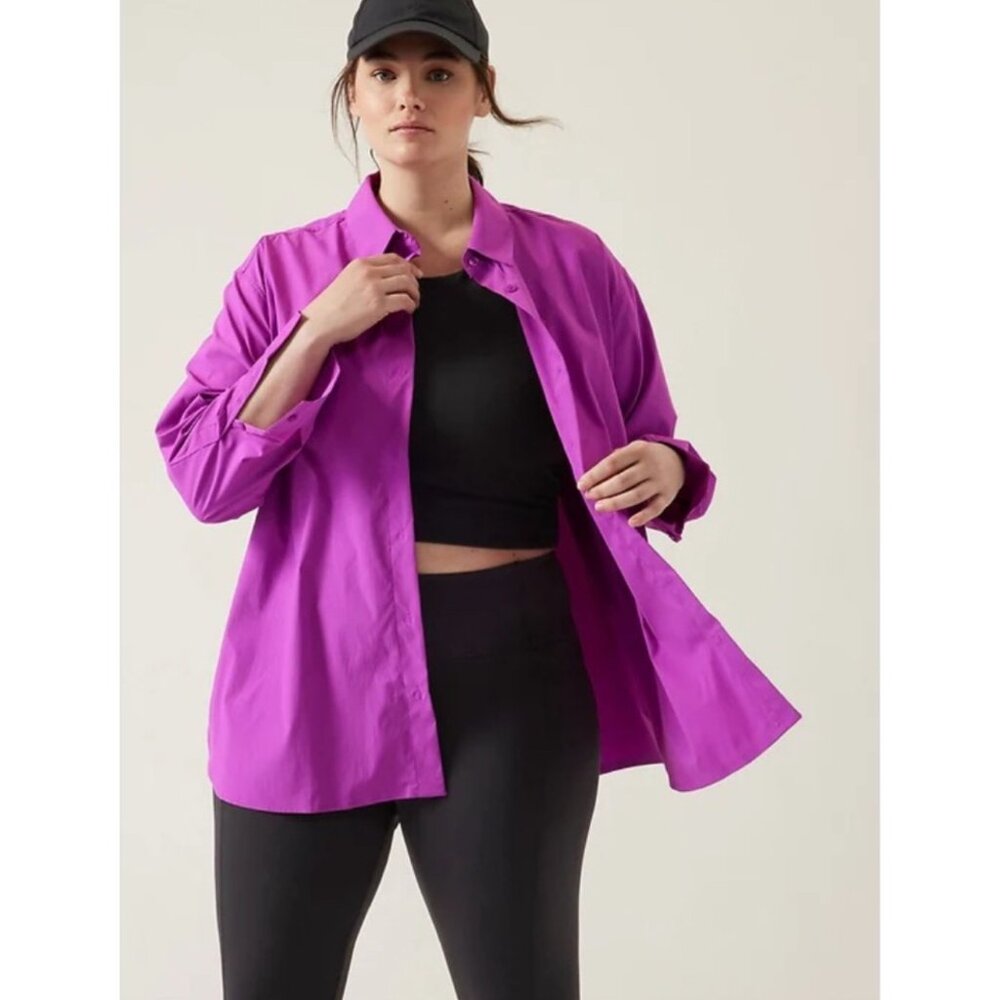 Athleta Purple Button Down Shirt - Picture 3 of 11